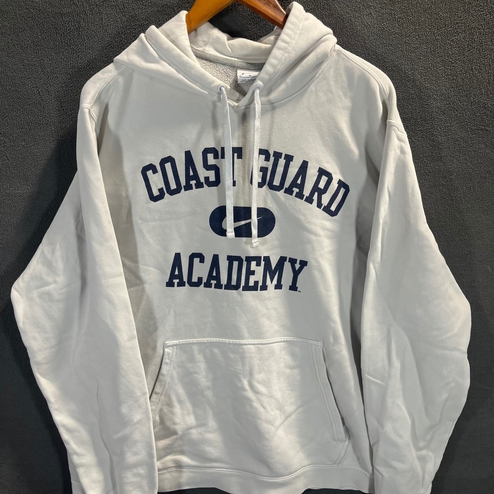Nike Coast Guard Academy Hoodie Mens XL White Pullover Sweatshirt Graphic Fleece